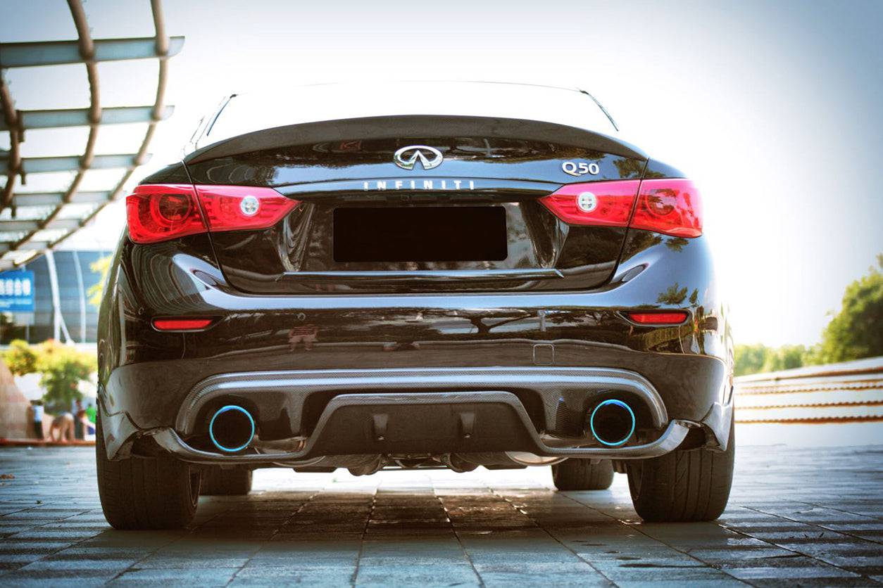 2014-2017 Infiniti Q50 Sedan VE Style Rear Lip and Diffuser - Carbonado