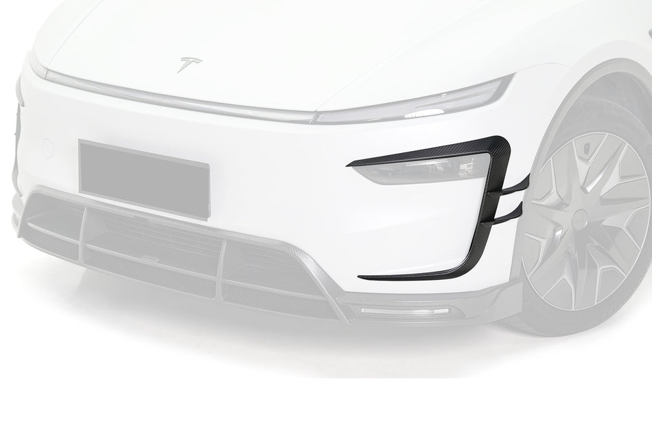 2025-UP Tesla Autoclave Carbon Fiber Front Daytime Running Light Cover With Canards Carbonado (RW) Fits:  Model Y, Model YL