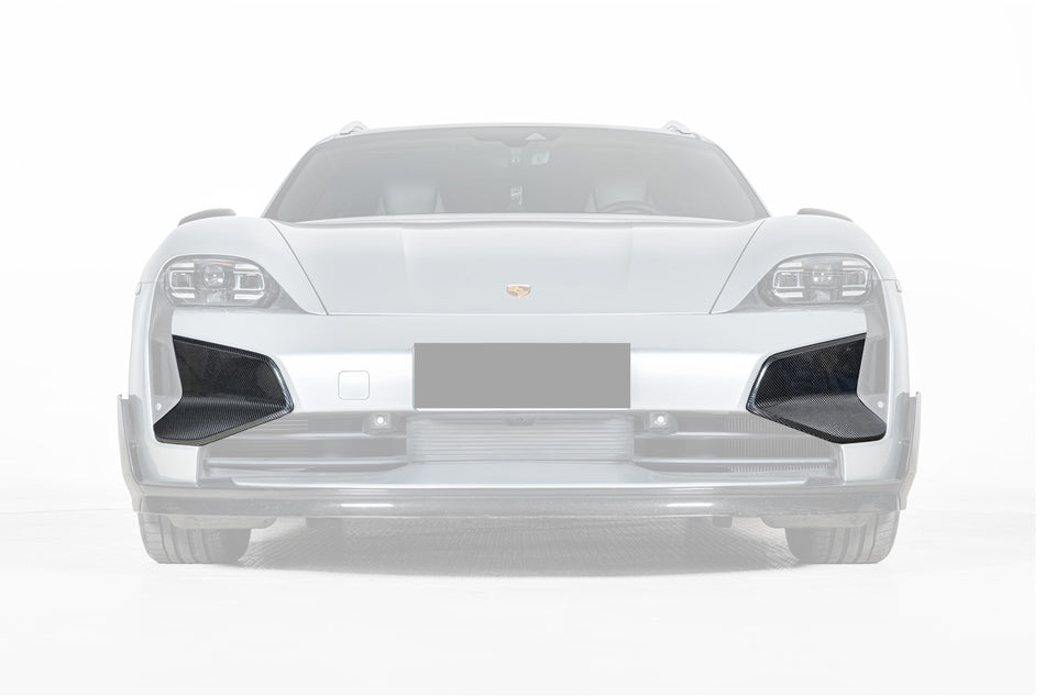2025-UP Porsche Taycan 9J1.2 Autoclave Carbon Fiber Front Bumper Vent Trims Carbonado (OE) Fits: Turbo GT