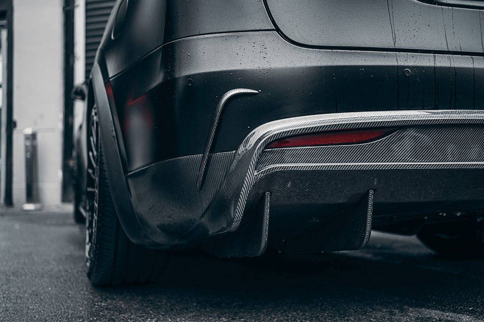 2016-2021 Tesla Model X SUV RZS Style Carbon Fiber Rear Bumper Canards