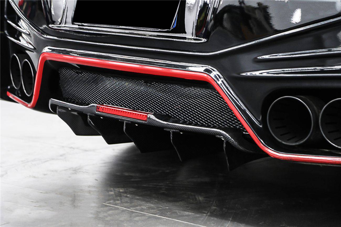 2012-2020 Nissan GTR R35 DBA & EBA NISMO Style Carbon Fiber Rear Diffuser With Canards & Break Light - Carbonado