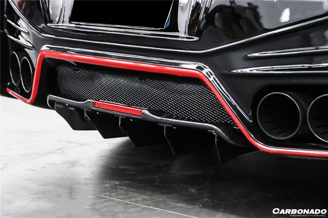 2012-2020 Nissan GTR R35 DBA/EBA BKSS Style Carbon Fiber Rear Diffuser Canards - Carbonado