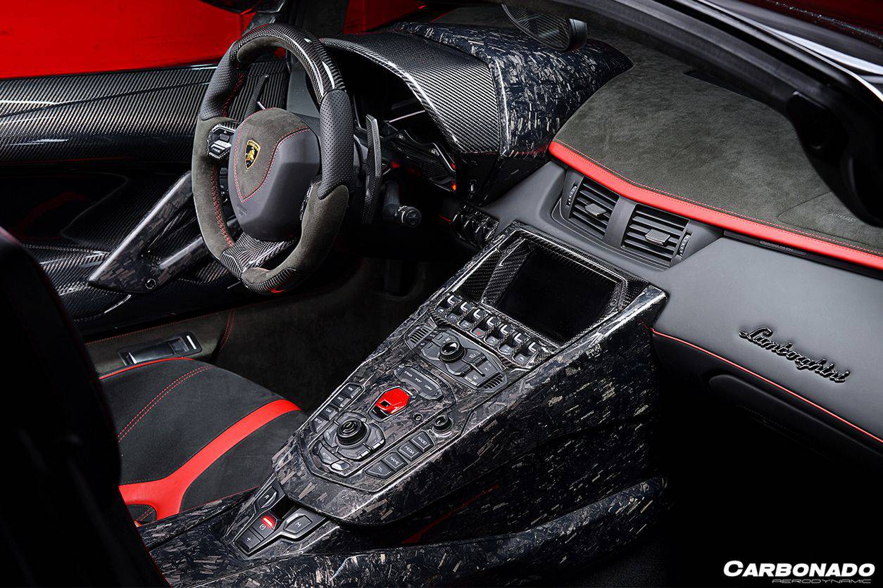 2011-2016 Lamborghini Aventador LP700 Roadster OEM Style Carbon Fiber Center Control Surround Panel - Carbonado