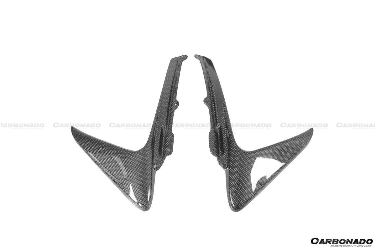 2018-2022 Ferrari 488 Pista OEM Style Carbon Fiber Front Bumper Vent Canards - Carbonado Aero