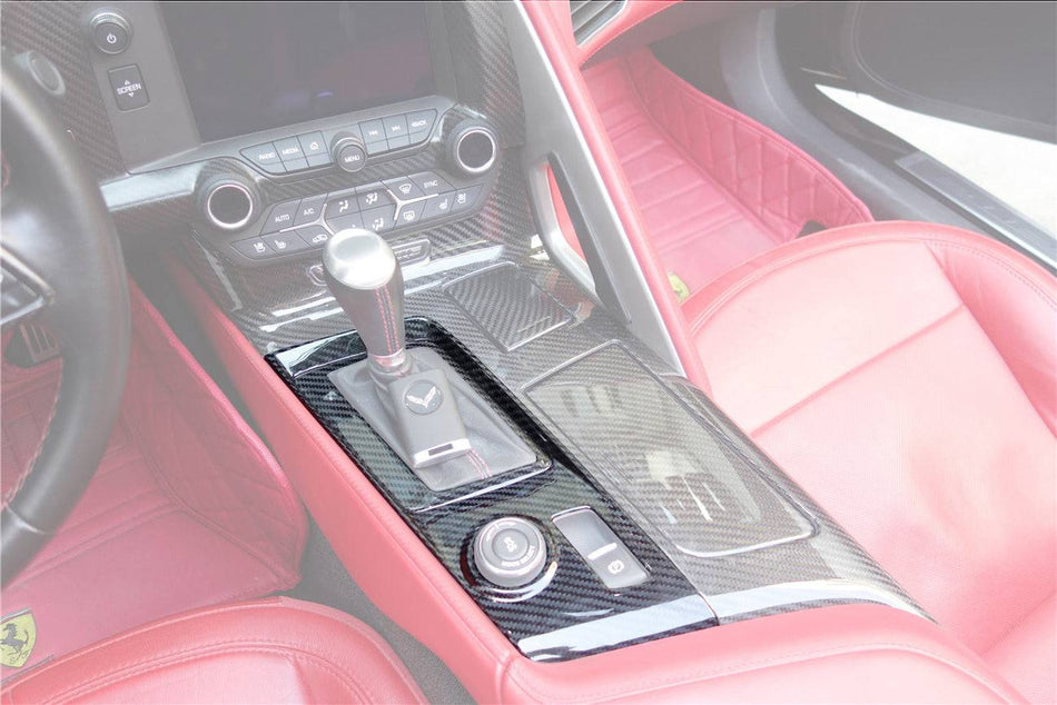2013-2019 Corvette C7 Z06 Grandsport Dry Carbon Fiber Automatic Manual Control Gear Shift Panel Cover Trim - Carbonado