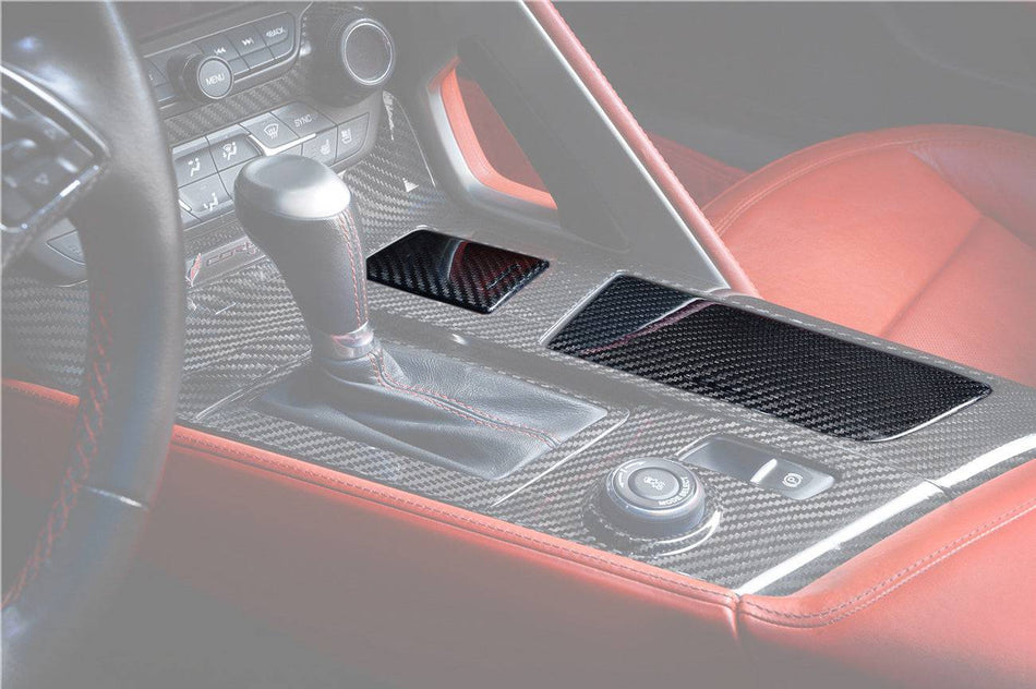 2013-2019 Corvette C7 Z06 Grandsport Dry Carbon Fiber Cup Holder Cover Panel Trim - Carbonado