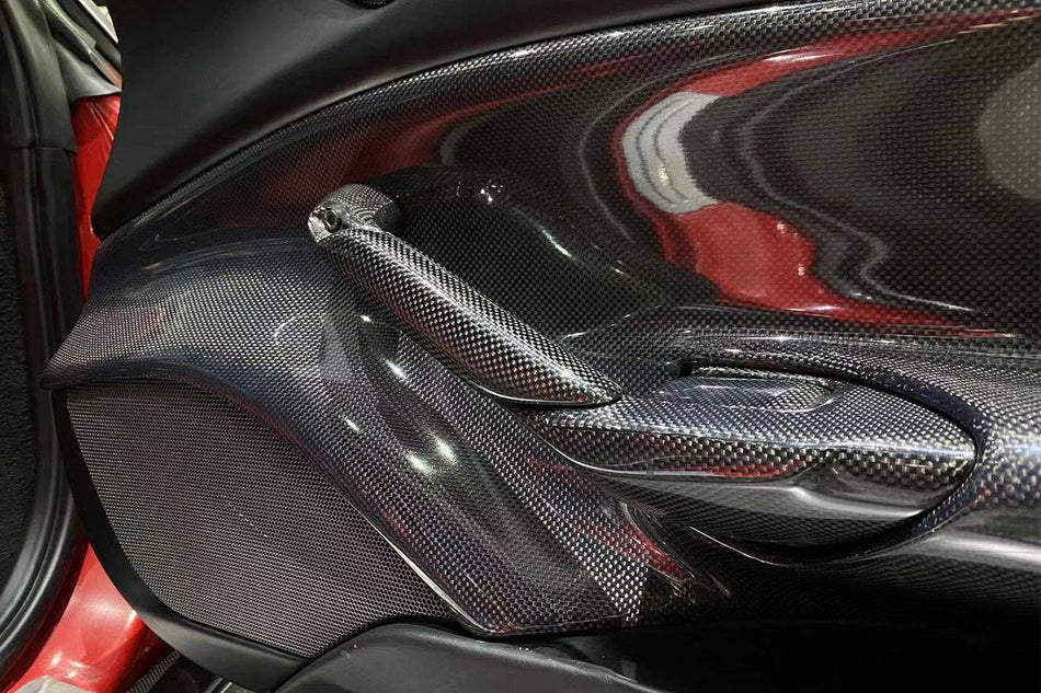 2015-2020 Ferrari 488 GTB Spyder OE Style Carbon Fiber Door Handle Interior - Carbonado