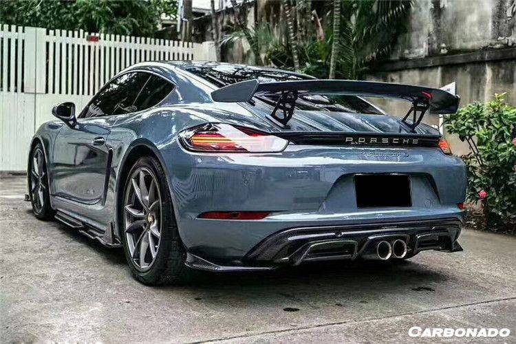 2017-2023 Porsche 718 Cayman & Boxster AM Style Carbon Fiber Rear Lip - Carbonado