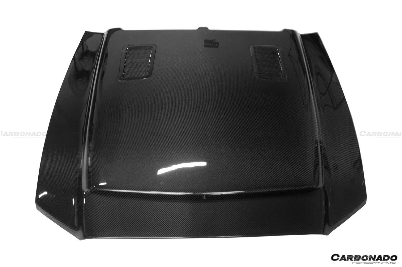 2010-2014 Ford Mustang GT500 Black Momba BC1 Style Hood - Carbonado Aero