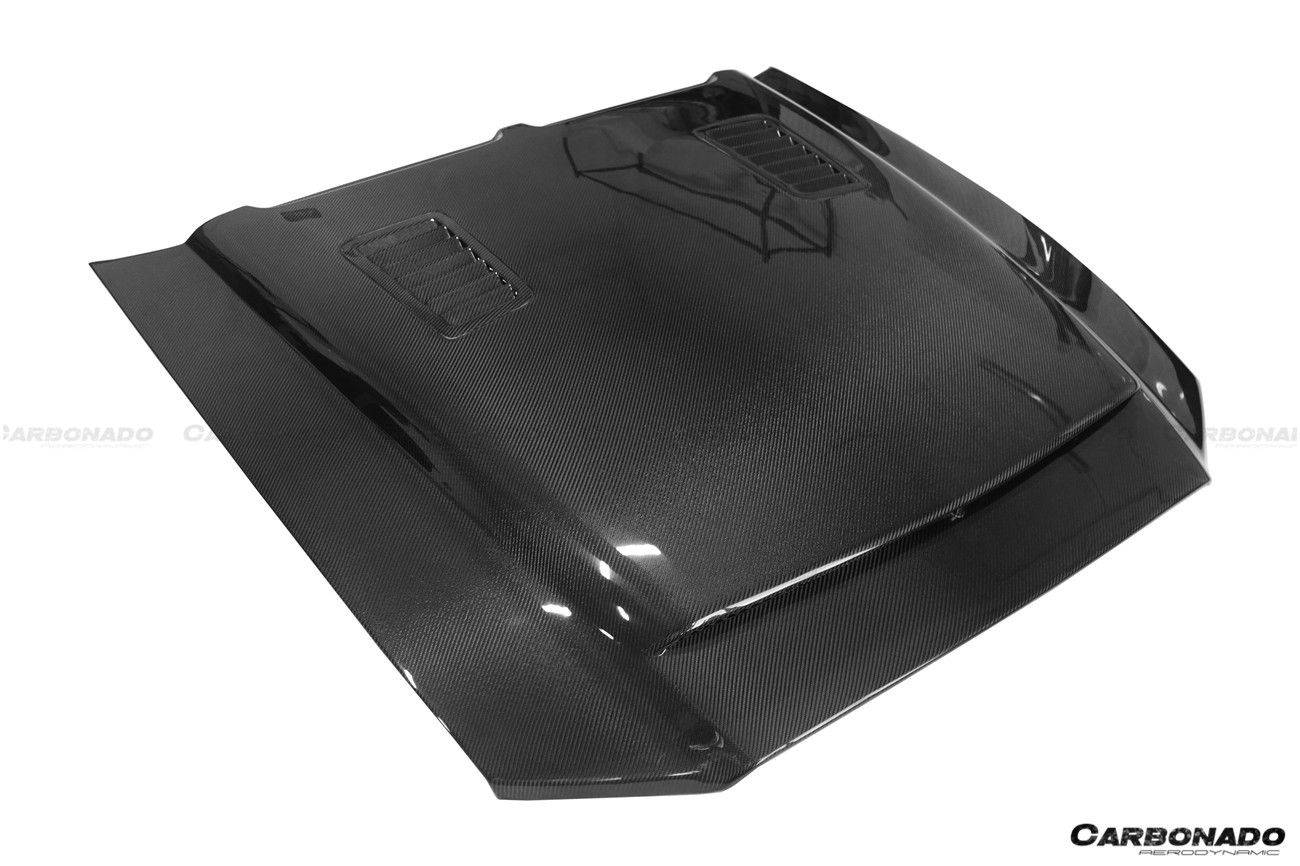 2010-2014 Ford Mustang GT500 Black Momba BC1 Style Hood - Carbonado Aero