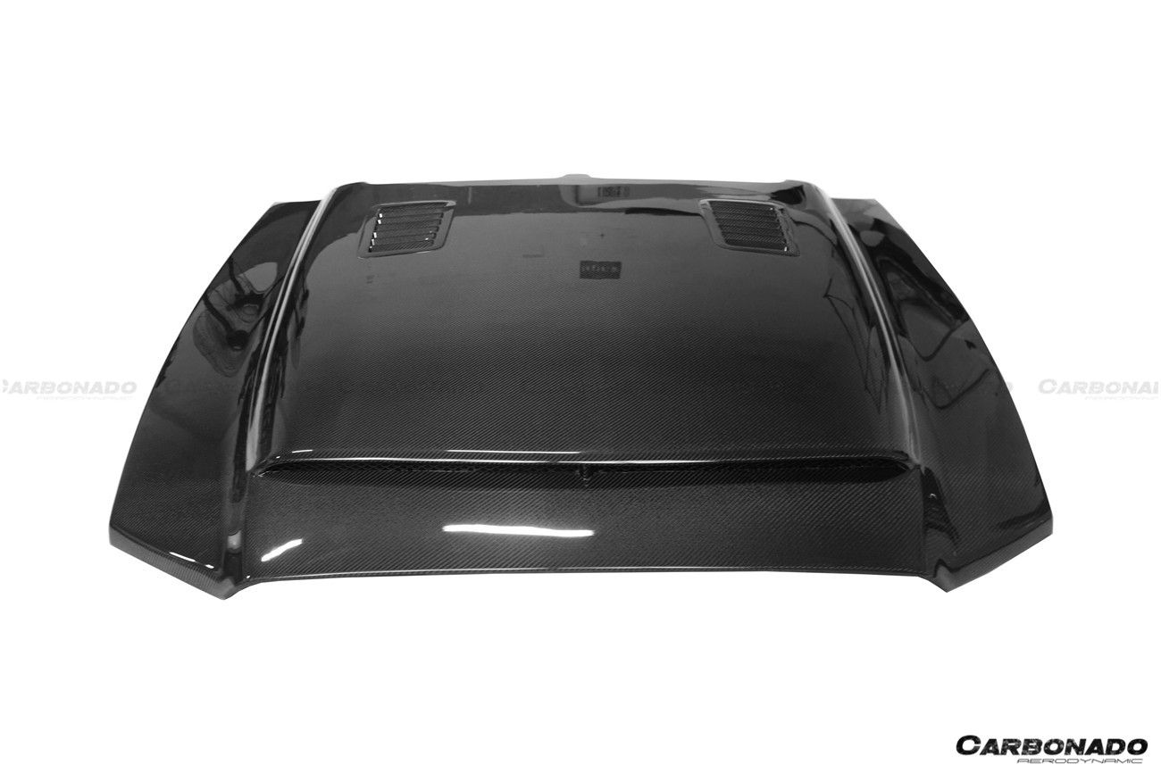 2010-2014 Ford Mustang GT500 Black Momba BC1 Style Hood - Carbonado Aero