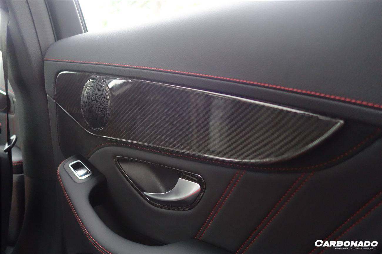 2015-2021 Mercedes Benz W205 C Class GLC X253 Carbon Fiber Interior Door Handle Cover Trim - Carbonado