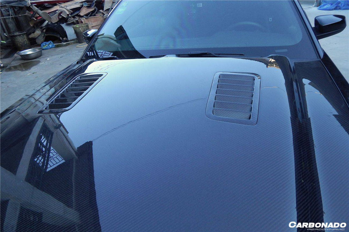 2010-2014 Ford Mustang GT500 Black Momba BC1 Style Hood - Carbonado Aero