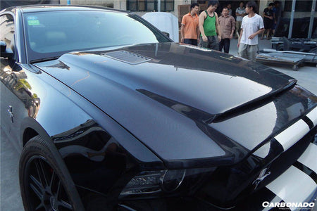 2010-2014 Ford Mustang GT500 Black Momba BC1 Style Hood - Carbonado Aero