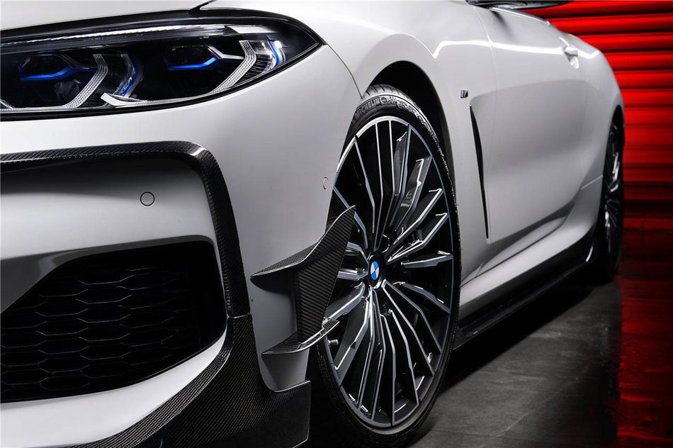 2018-2022 BMW 8 Series G14 Convertible/G15 Coupe/G16 4DR-Gran Coupe 840/850 IMP Style Carbon Fiber Front Bumper Canards - Carbonado