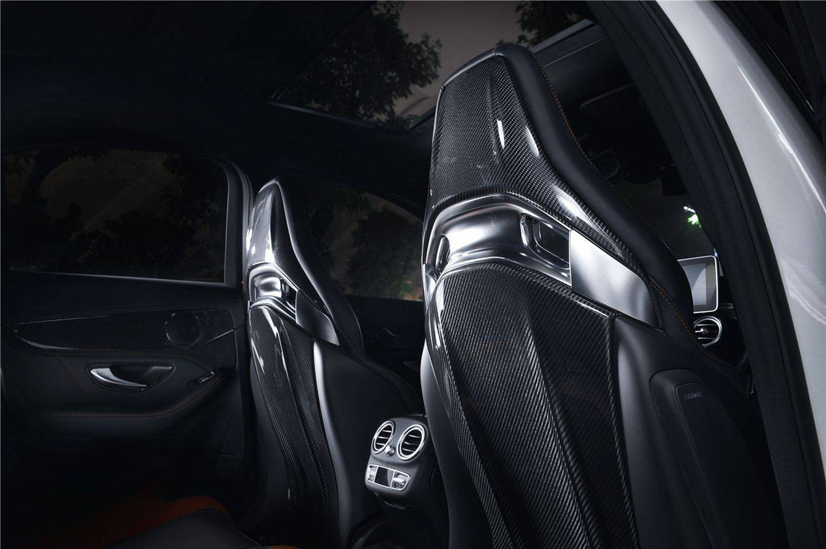 2015-2021 Mercedes Benz C63/S/CLA45/A45 AMG Sedan Carbon Fiber Seat-back Cover - Carbonado