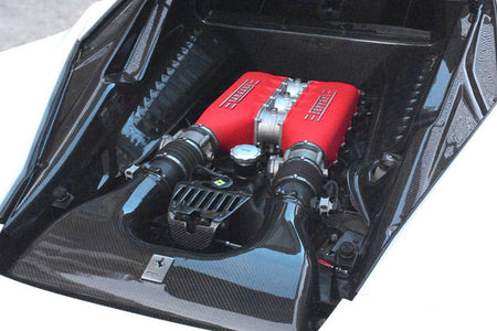 2010-2015 Ferrari 458 Coupe Spyder OE Style DRY Carbon Fiber Inner Engine Bay Cover - Carbonado Aero