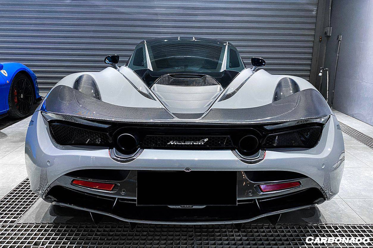 2017-2022 McLaren 720S OEM Style Dry Carbon Fiber Rear Bumper Upper Exhaust Valance Panel - Carbonado