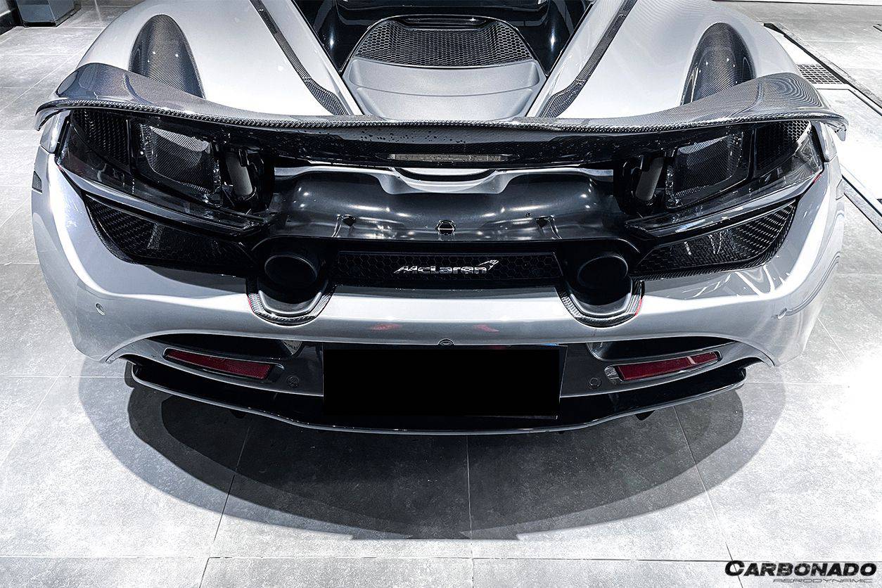 2017-2022 McLaren 720s OEM Style Dry Carbon Fiber Rear Bumper Upper Exhaust Valance Panel - Carbonado Aero