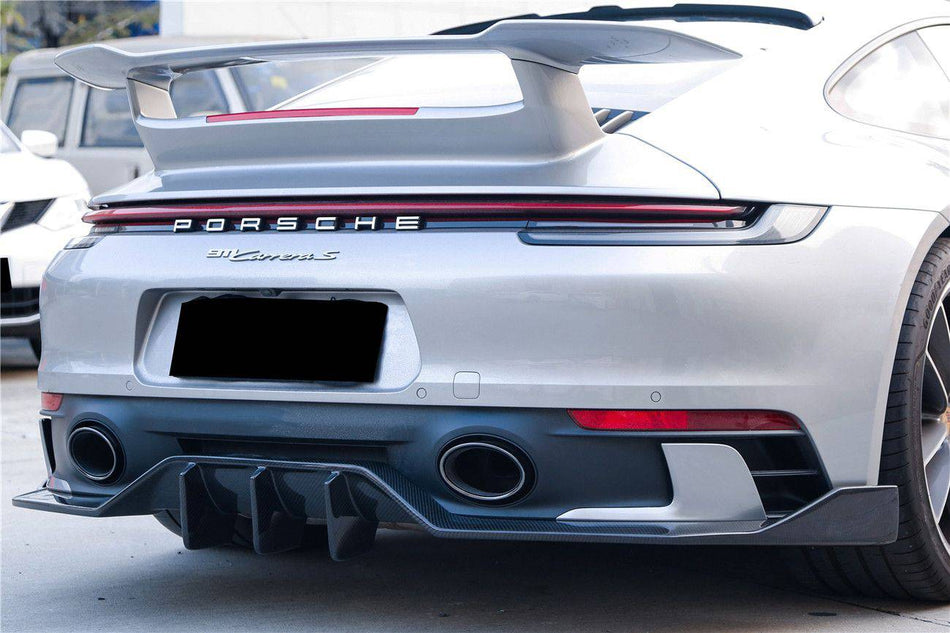 2019-2023 Porsche 911 992 Carrera & Targa Sport Design Bumper WP Style Dry Carbon Fiber Rear Lip - Carbonado