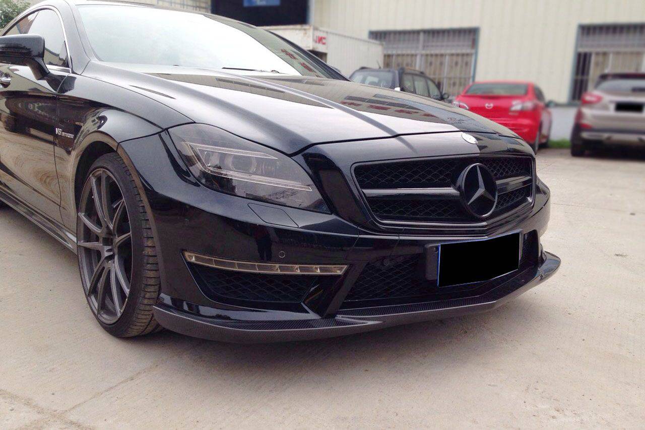 2011-2013 Mercedes Benz W218 CLS63 AMG BKSS Style Carbon Fiber Front Lip - Carbonado