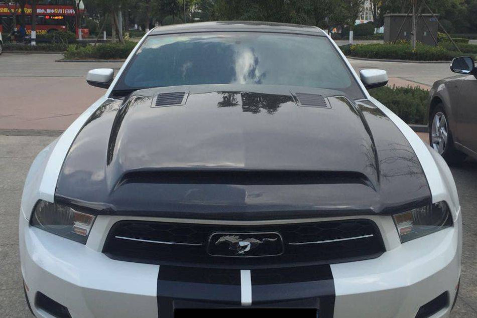 2005-2009 Ford Mustang GT/V6 Black Momba BC1 Style Hood - Carbonado