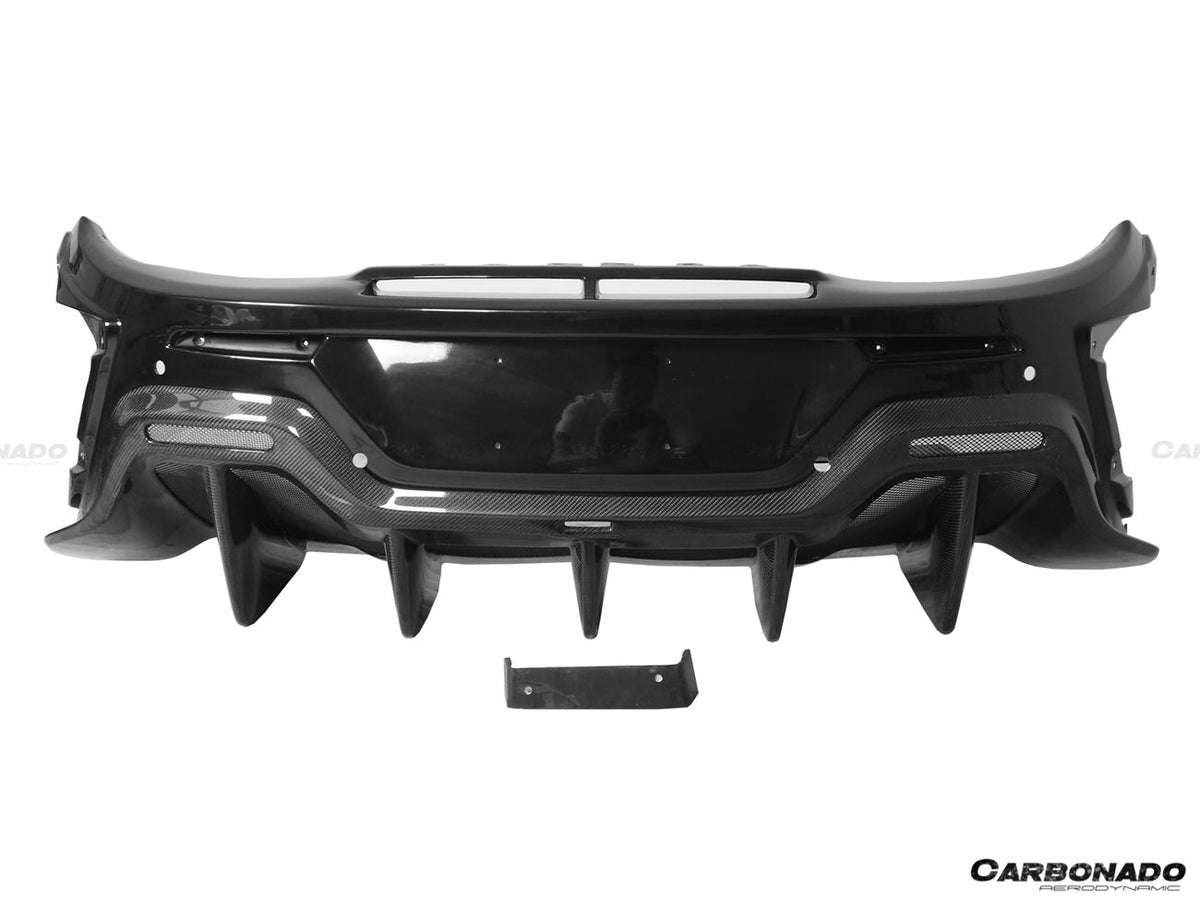 2015-2020 McLaren 540C/570S/570GT 600LT-Style Part Carbon Fiber Rear Bumper with Diffuser and Trunk Spoiler and Engine Trunk and Exhaust - Carbonado Aero