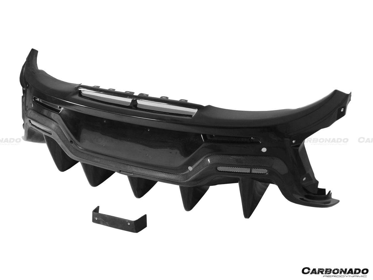 2015-2020 McLaren 540C/570S/570GT 600LT-Style Part Carbon Fiber Rear Bumper with Diffuser and Trunk Spoiler and Engine Trunk and Exhaust - Carbonado Aero