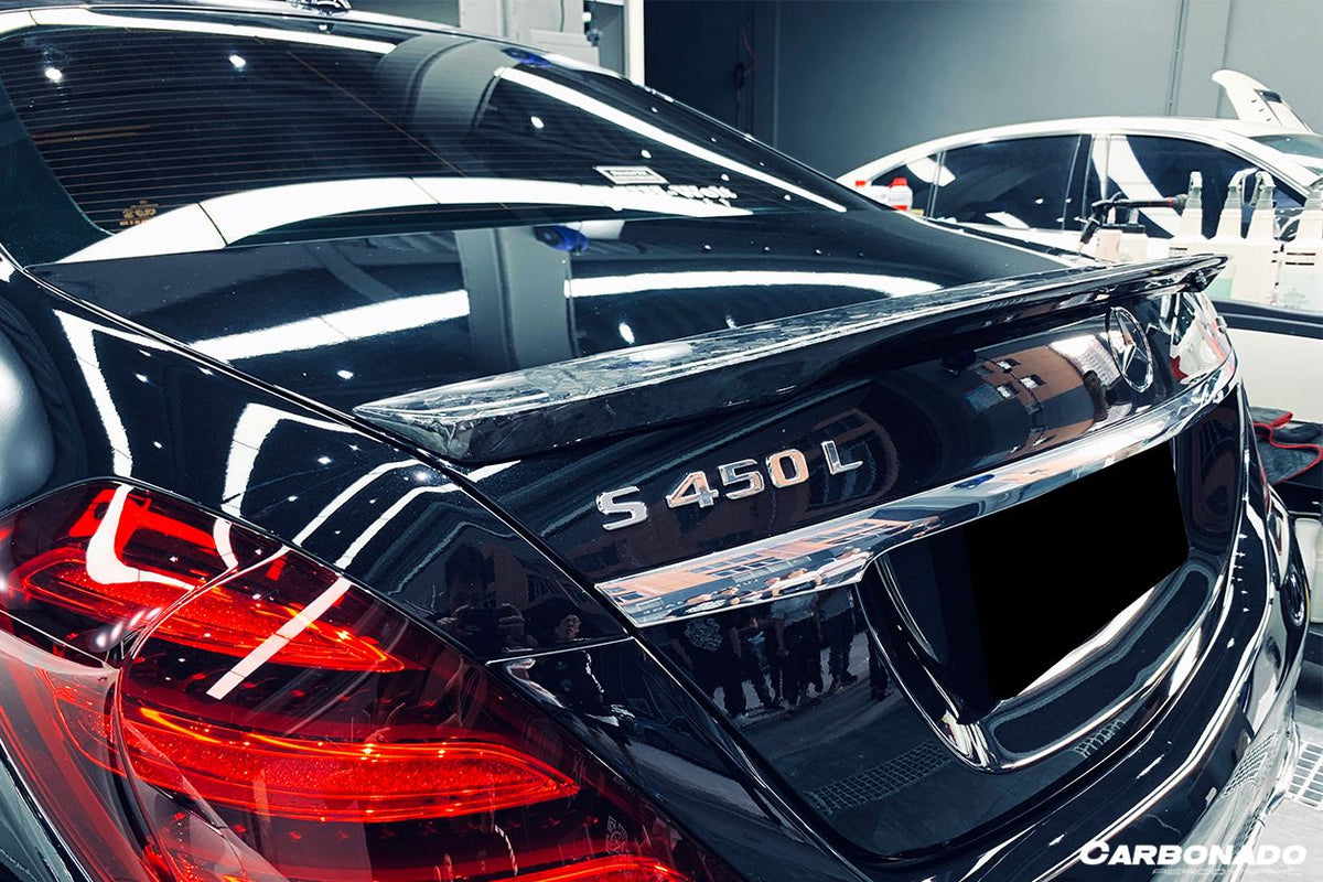 2014-2020 Mercedes Benz S63 S Class W222 Sedan RT Style Carbon Fiber Trunk Spoiler - Carbonado Aero