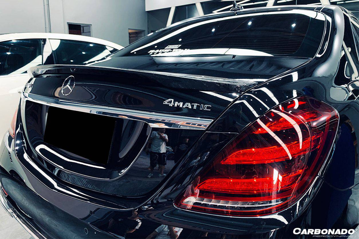 2014-2020 Mercedes Benz S63 S Class W222 Sedan RT Style Carbon Fiber Trunk Spoiler - Carbonado