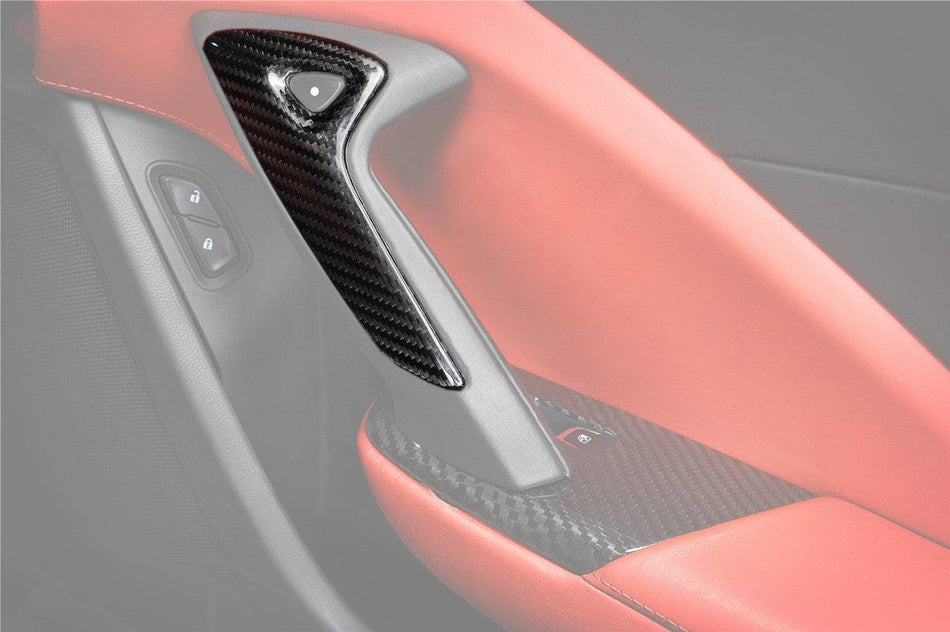 2013-2019 Corvette C7 Z06 Grandsport Dry Carbon Fiber Interior Door Handle molding Cover Trims - Carbonado