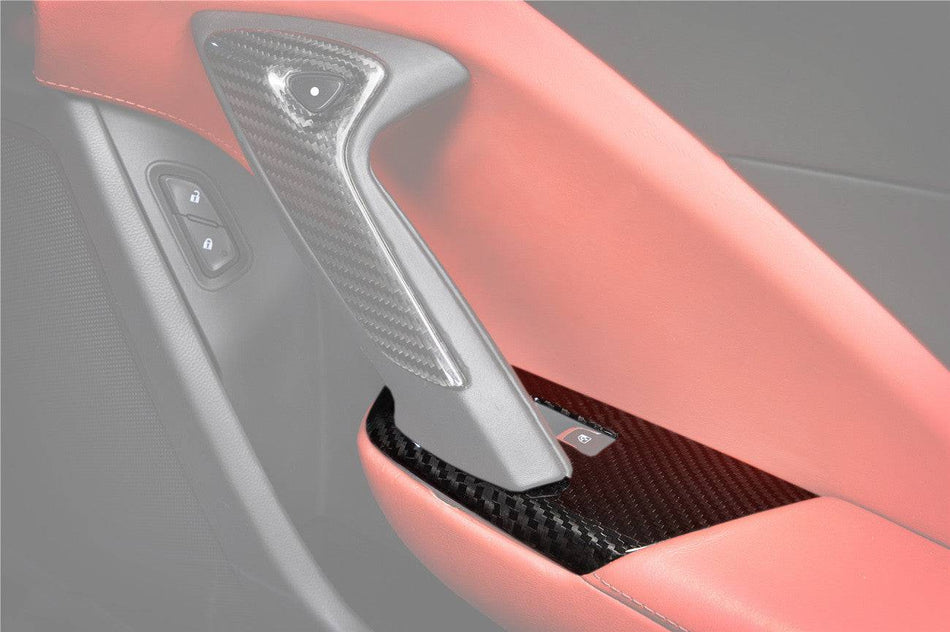 2013-2019 Corvette C7 Z06 Grandsport Dry Carbon Fiber Interior passenger Window Switch Side Armrest Panel cover Trim - Carbonado