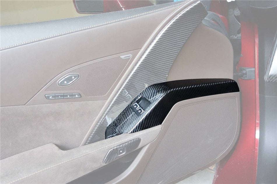 2013-2019 Corvette C7 Z06 Grandsport Dry Carbon Fiber Interior driver Window Switch Side Armrest Panel cover Trim
