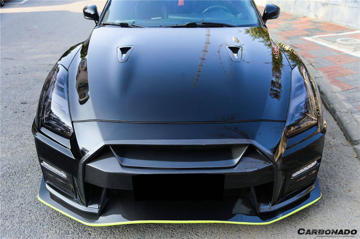 2017-2022 Nissan GTR R35 EBA OEM Style Carbon Fiber Hood Scoops - Carbonado