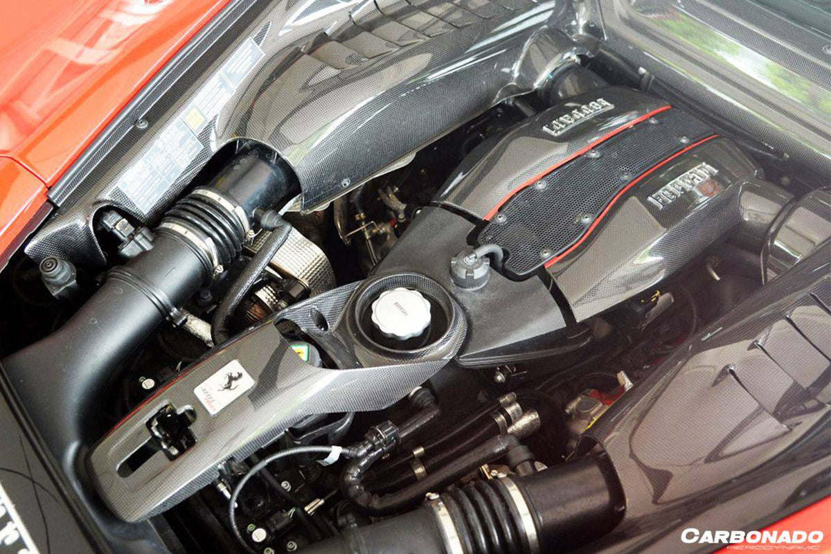 2015-2023 Ferrari 488 GTB/Pista/F8 Dry Carbon Fiber Engine Bay Panels With Heat Protection - Carbonado Aero