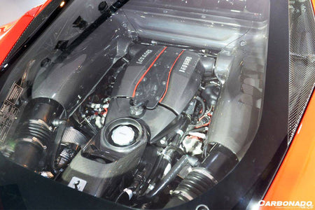 2015-2023 Ferrari 488 GTB/Pista/F8 Dry Carbon Fiber Engine Bay Panels With Heat Protection - Carbonado Aero