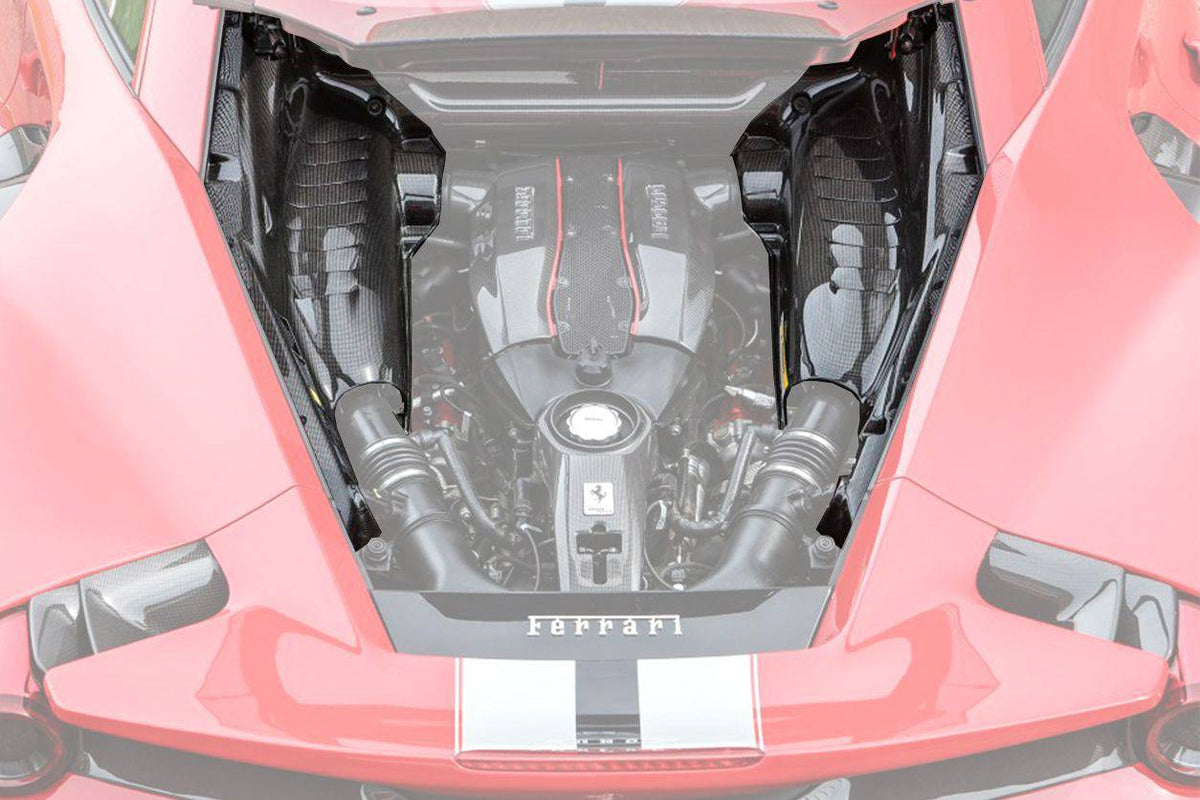 2015-2023 Ferrari 488 GTB/Pista/F8 Dry Carbon Fiber Engine Bay Panels With Heat Protection - Carbonado