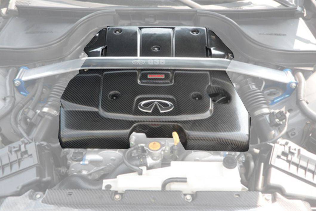 2007-2013 Infiniti G37 Sedan OEM Style Carbon Fiber Engine Cover - Carbonado