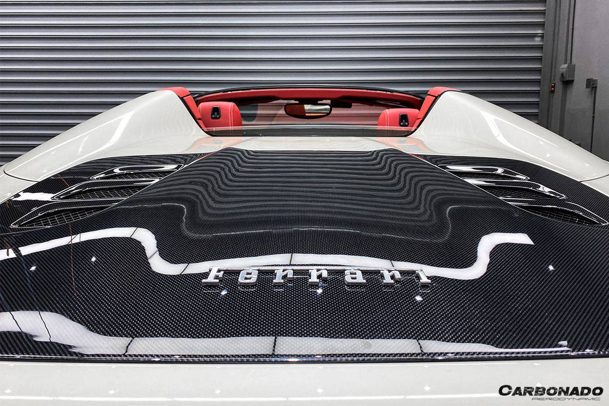 2010-2015 Ferrari 458 Spyder Style Double Carbon Fiber Engien Hood Trunk - Carbonado Aero