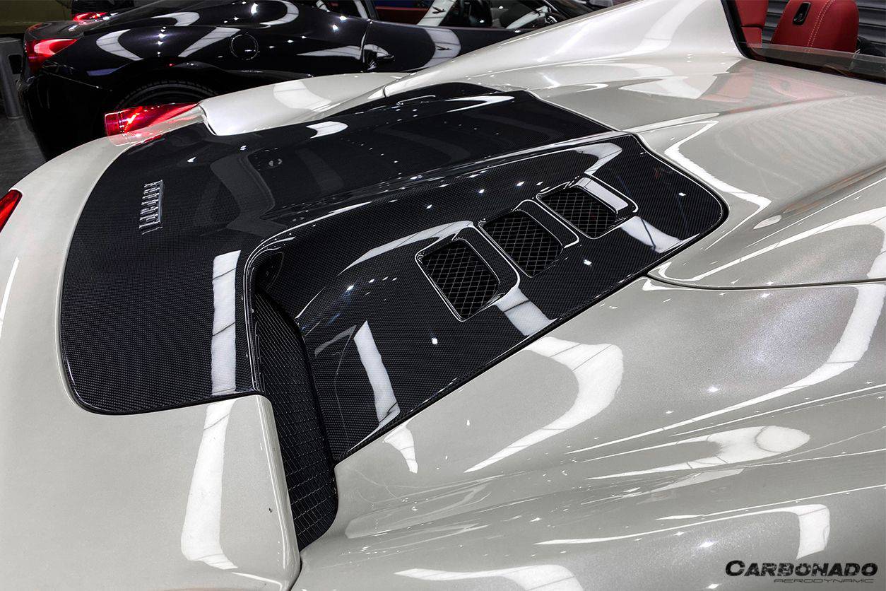 2010-2015 Ferrari 458 Spyder Style Double Carbon Fiber Engien Hood Trunk - Carbonado Aero