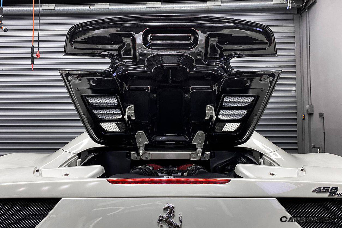 2010-2015 Ferrari 458 Spyder Style Double Carbon Fiber Engien Hood Trunk - Carbonado Aero