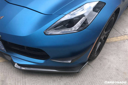2013-2019 Corvette C7 Z06 Grandsport STAGE3 Style Carbon Fiber Front Lip w/ Caps - Carbonado Aero