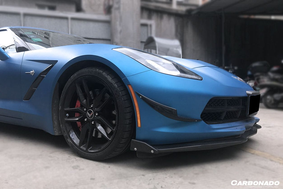 2013-2019 Corvette C7 Z06 Grandsport STAGE3 Style Carbon Fiber Front Lip w/ Caps