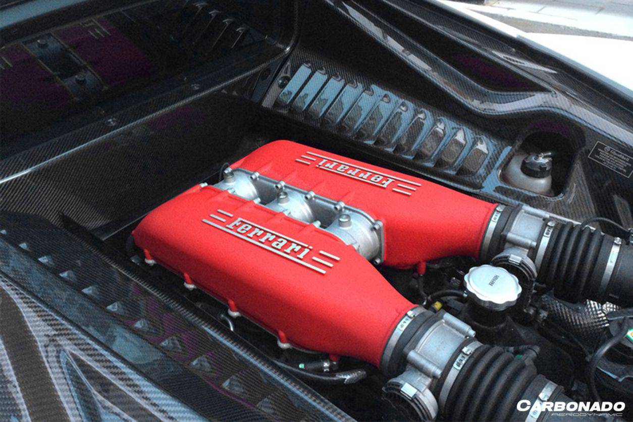 2010-2015 Ferrari 458 Coupe Spyder OE Style DRY Carbon Fiber Engine Bay Panels - Carbonado Aero