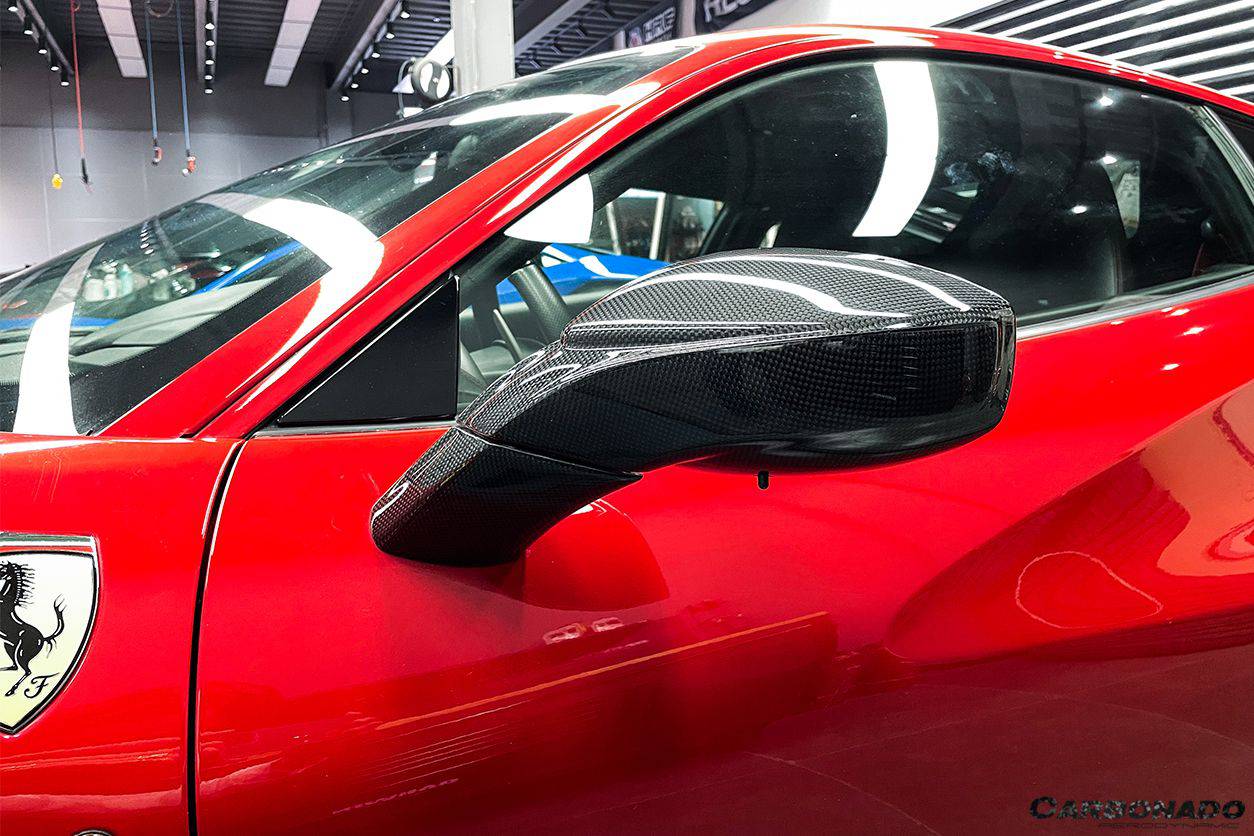 2015-2020 Ferrari 488 GTB Spyder OE Style Carbon Fiber Mirror Repalcement - Carbonado