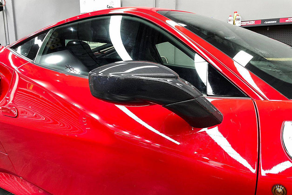 2015-2020 Ferrari 488 GTB Spyder OE Style Carbon Fiber Mirror Repalcement - Carbonado