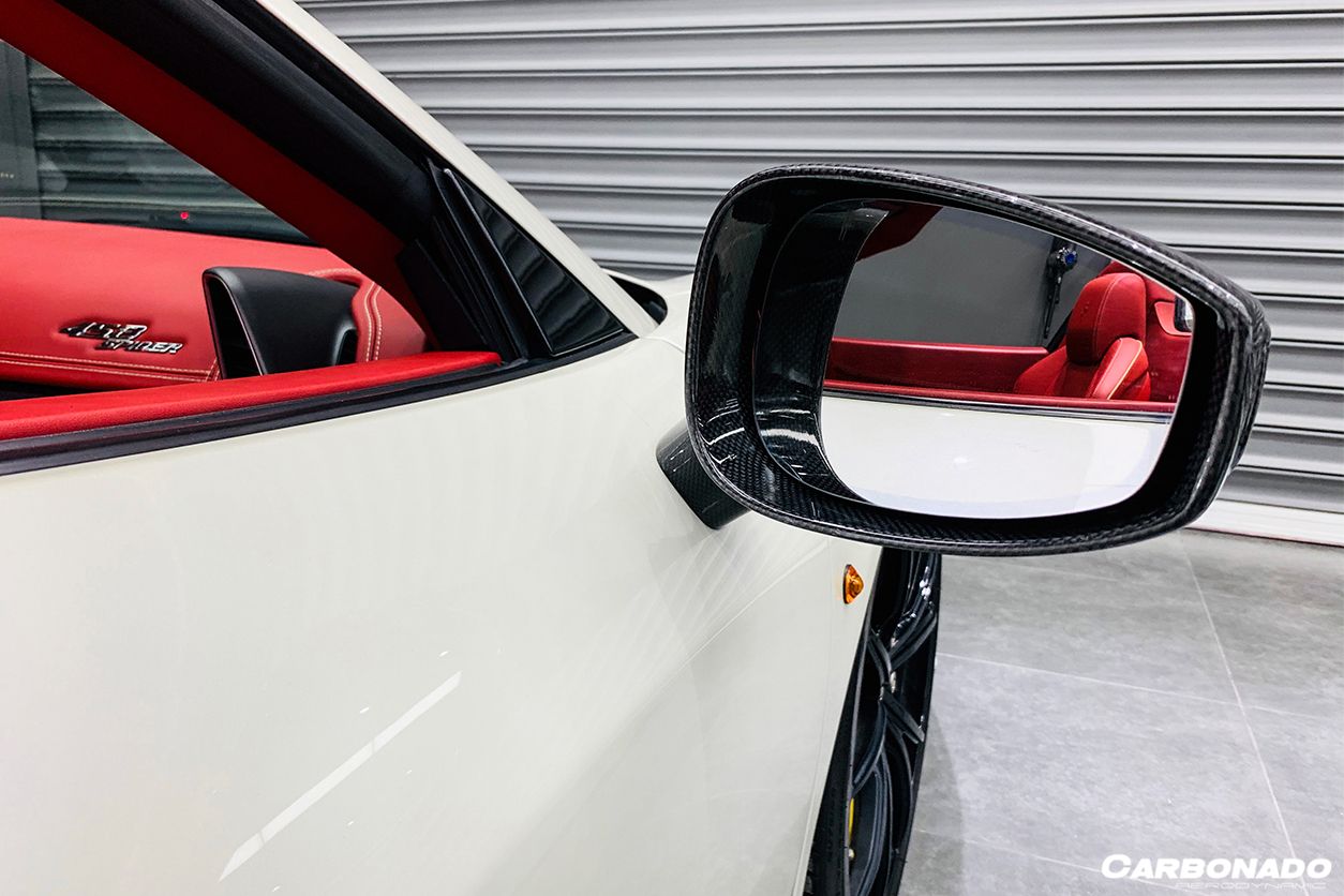 2010-2015 Ferrari 458 Coupe Spyder Speciale OE Style DRY Carbon Fiber Mirror Housing - Carbonado Aero
