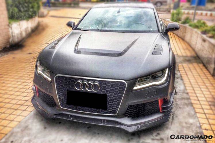 2015-2017 Audi RS7 BS Style Carbon Fiber Front Bumper Canards - Carbonado