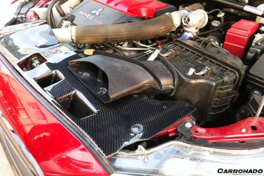 2008-2016 Mitsubishi Lancer Evolution 10 OE Style Carbon Fiber Radiator Cover - Carbonado Aero
