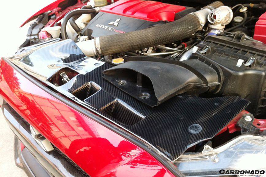 2008-2016 Mitsubishi Lancer Evolution 10 OE Style Carbon Fiber Radiator Cover - Carbonado Aero